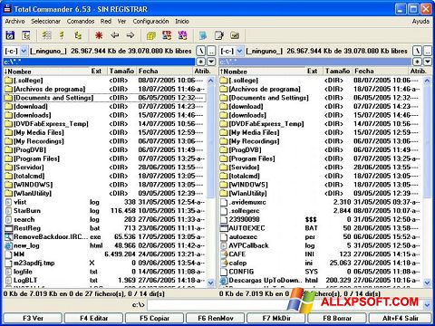 Ekrānuzņēmums Total Commander Windows XP