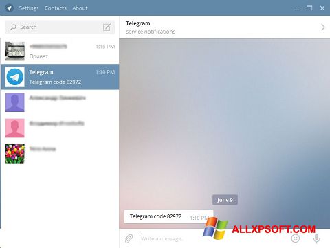 Ekrānuzņēmums Telegram Desktop Windows XP