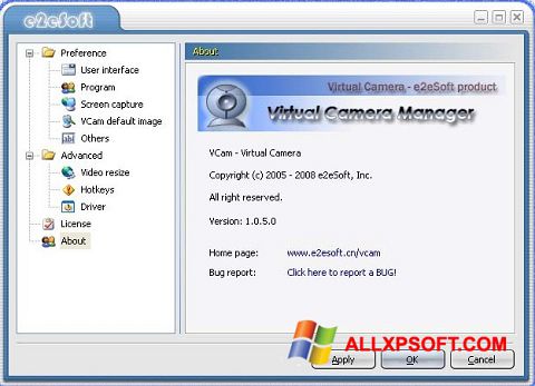 Ekrānuzņēmums VCam Windows XP
