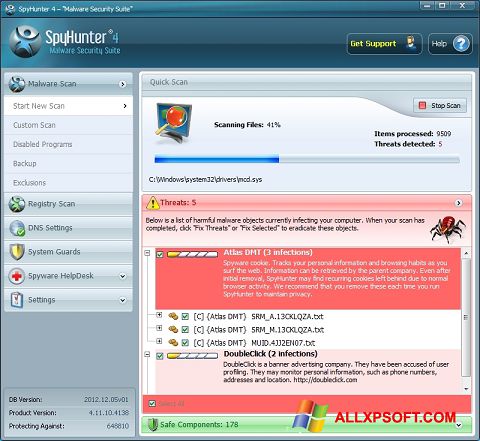 Ekrānuzņēmums SpyHunter Windows XP